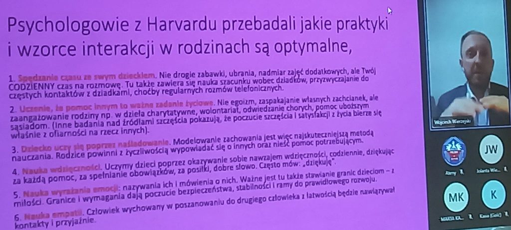SPOTKANIA EDUKACYJNE  Z DR.WOJCIECHEM WIERZEJSKIM DLA RODZICÓW I NAUCZYCIELI