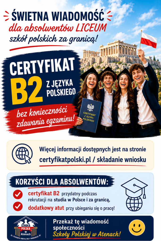 CERTYFIKAT B2 Z JĘZYKA POLSKIEGO DLA ABSOLWENTÓW LICEUM!